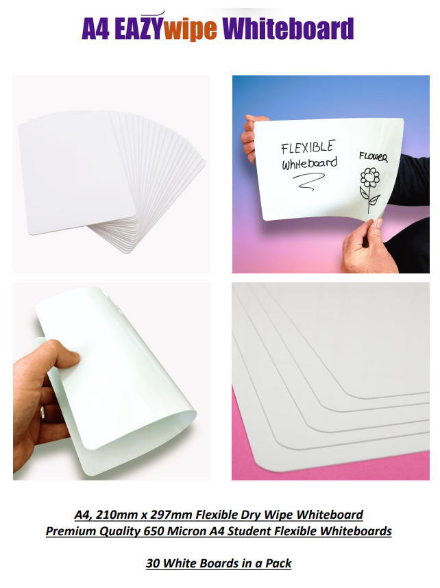 A4 EAZYwipe Whiteboard Pack of 30